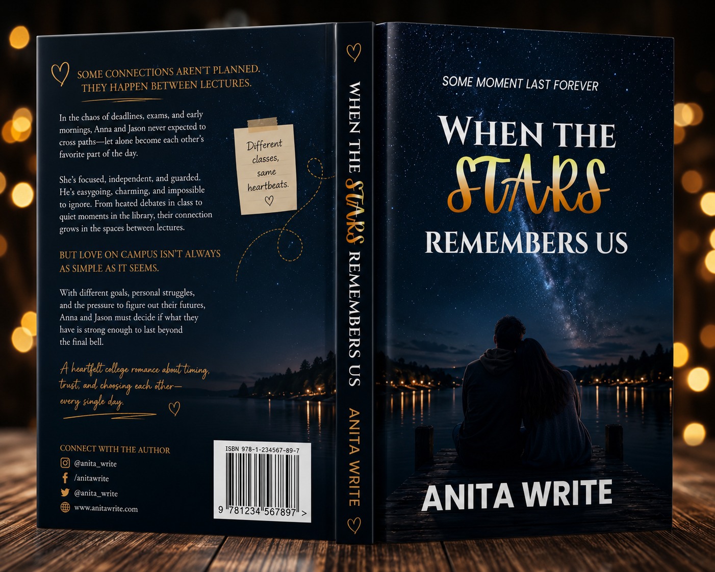 When the Stars Remembers Us — Romance book cover designed by Eva Nill