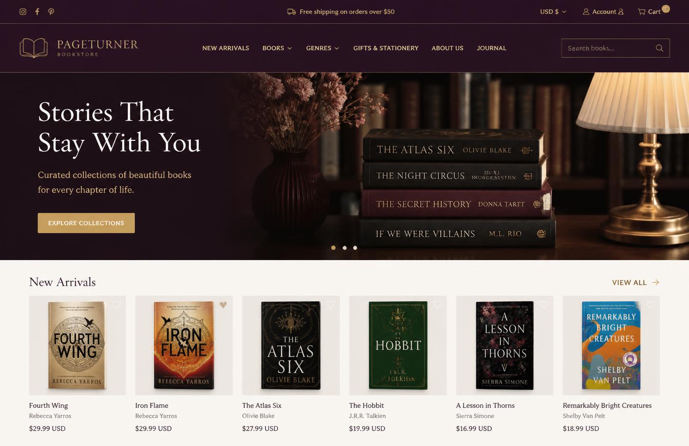 PageTurner Bookstore — Shopify project by Eva Nill